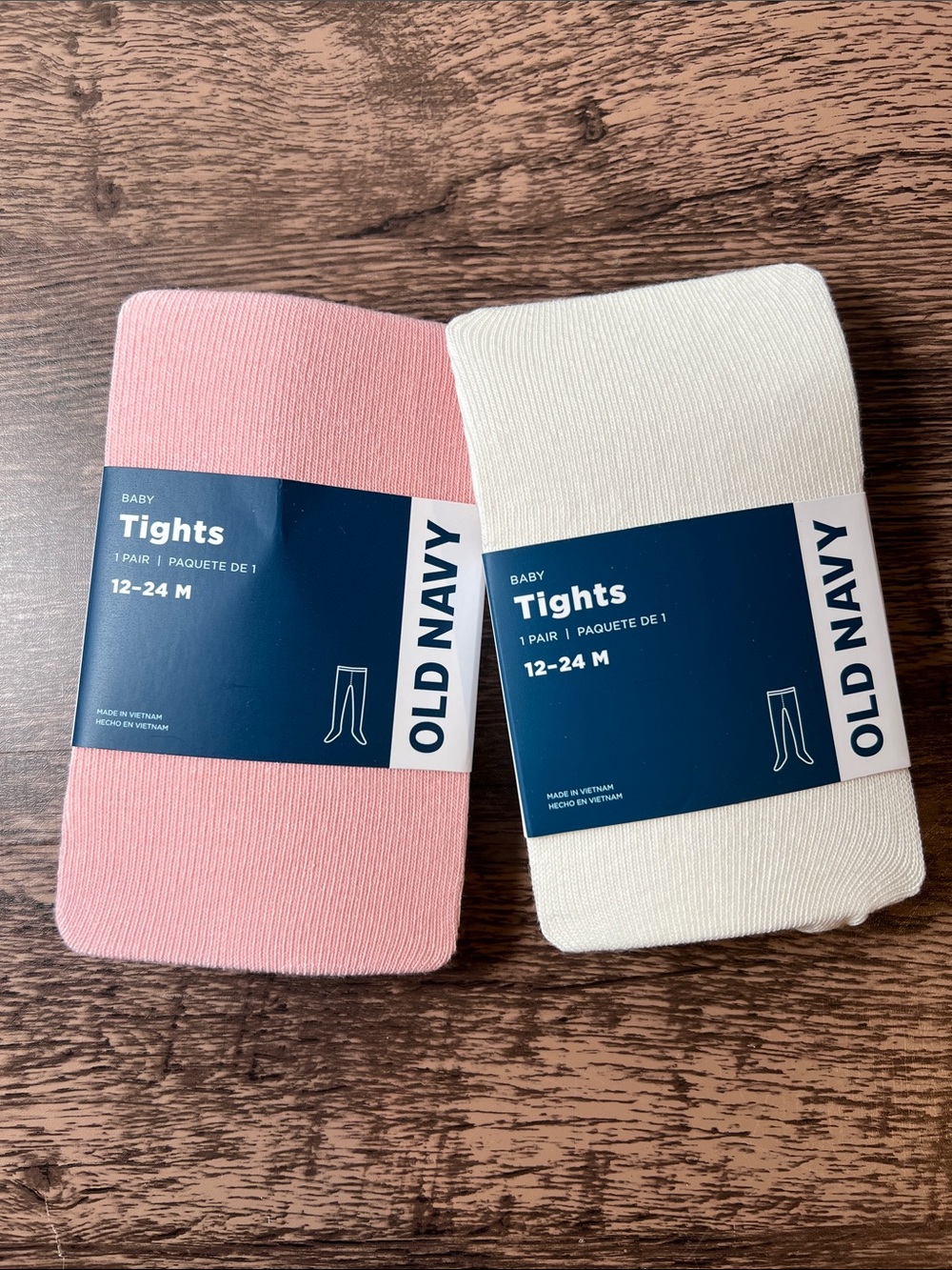 Old Navy Set of Two Baby Tights - Comes with Cream and Pink